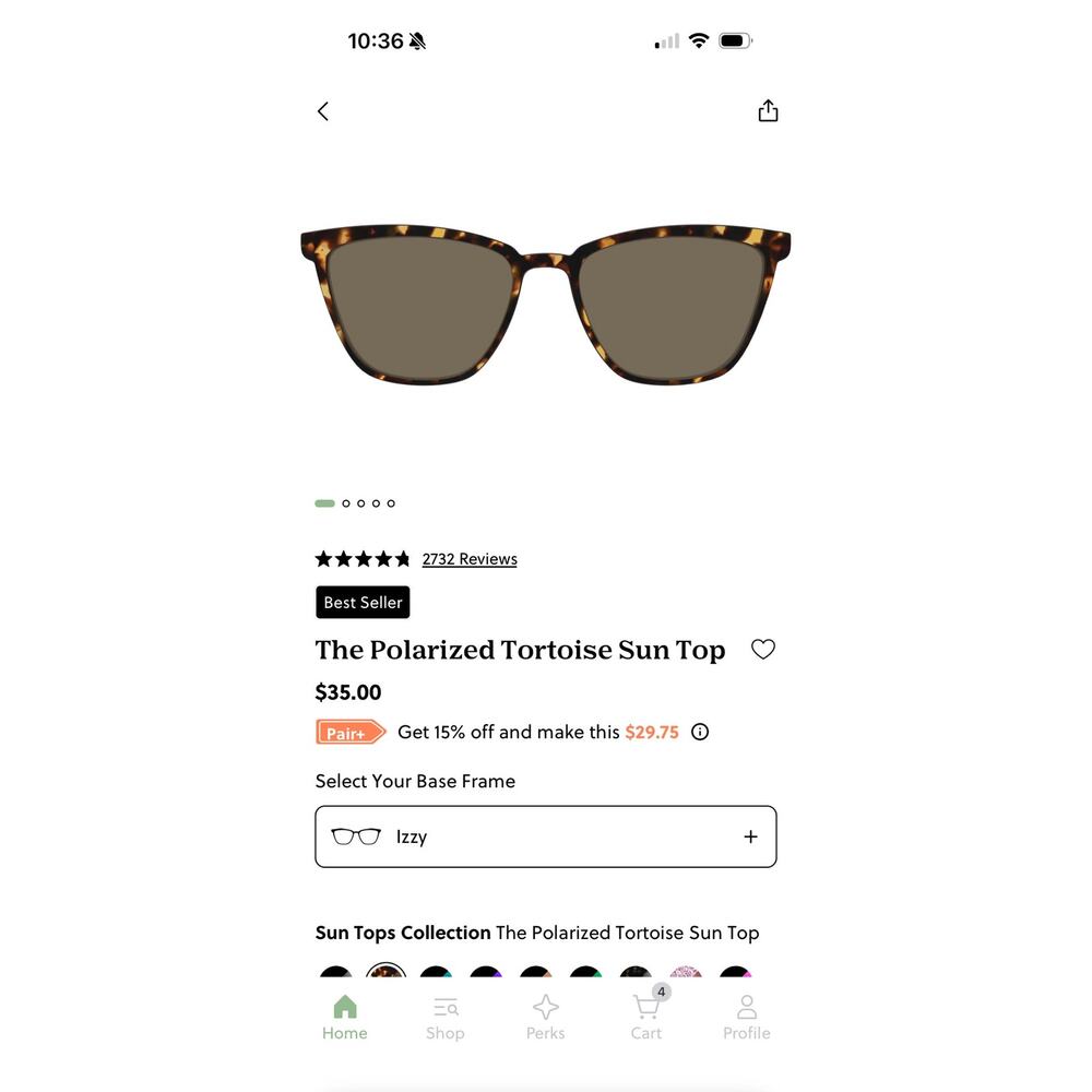 Pair Eyewear The Izzy Polarized Tortoise Sun Top Magnetic Sunglasses Topper Only - Picture 8 of 8